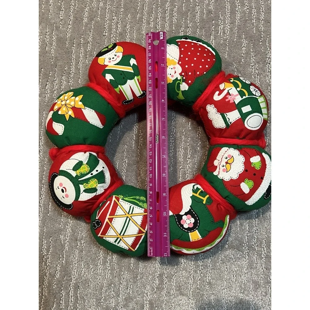 Two Vintage Cloth Sewn soft Christmas Wreath from the 1970s or 1980s